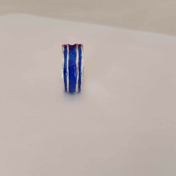 anello a fascia in argento 925 con smalto blu modello tyn - immagine 3