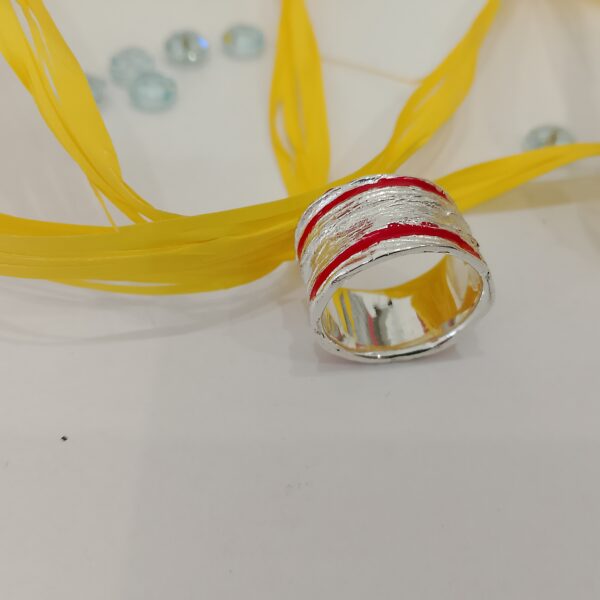 anello  a fascia in argento 925 mod. blasi rosso - immagine 2